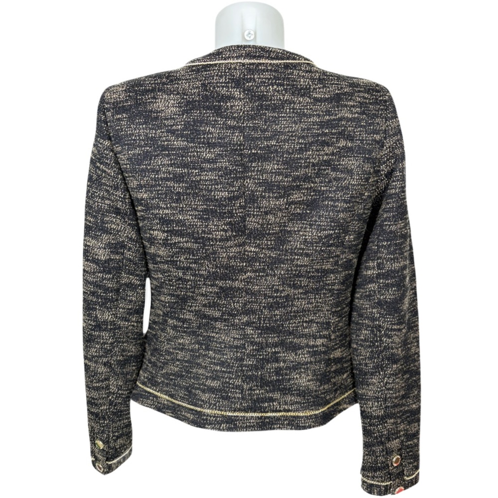 Karl Lagerfeld Black and Gold Textured Blazer with Gold Chain Detail - Picture 4 of 9